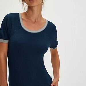 We The Free Navy and Gray Bodysuit